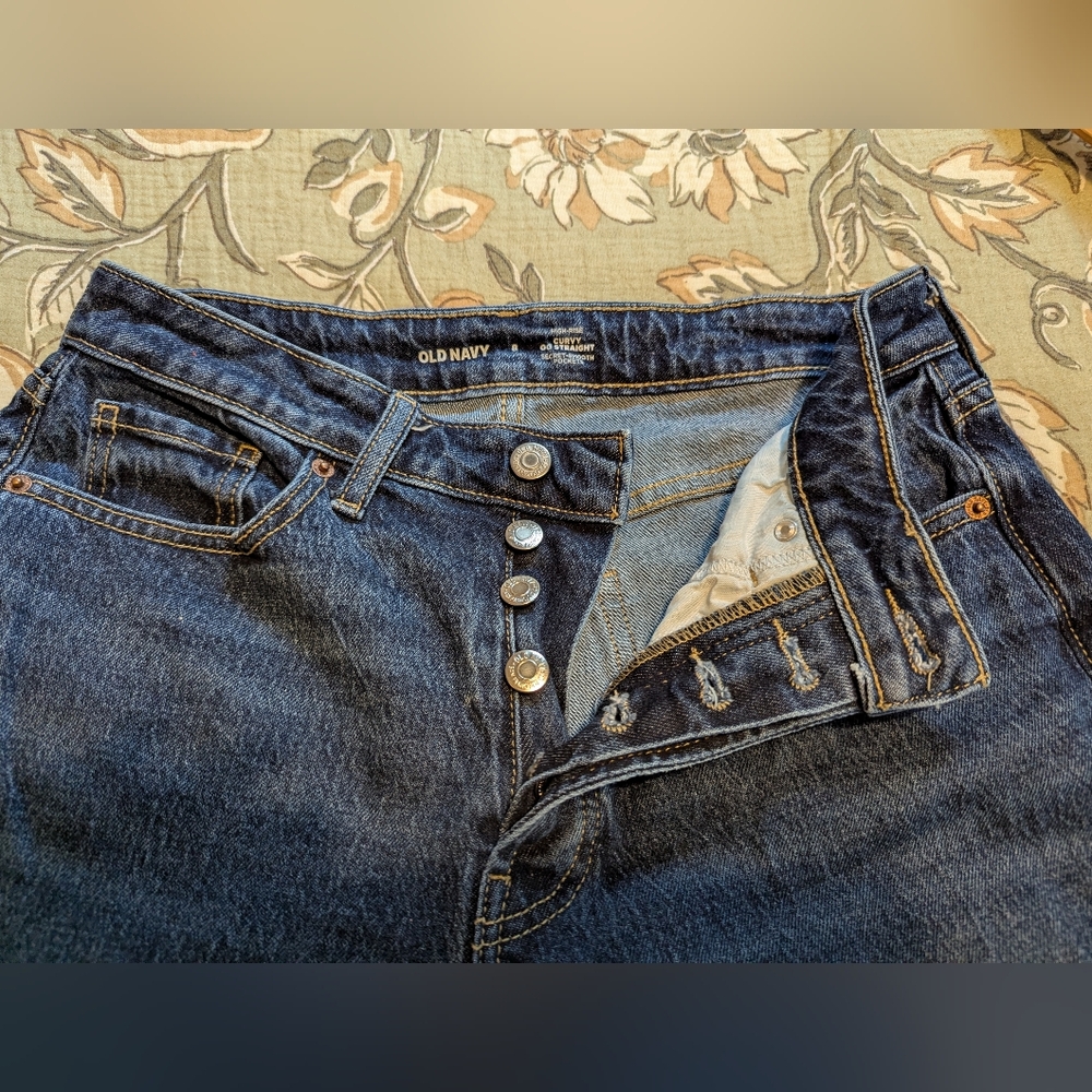 high rise curvy straight button fly jeans Old Navy - Picture 5 of 8